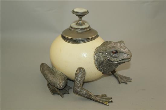 Manner of Anthony Redmile. An ostrich egg toad box and cover, 7.5in.